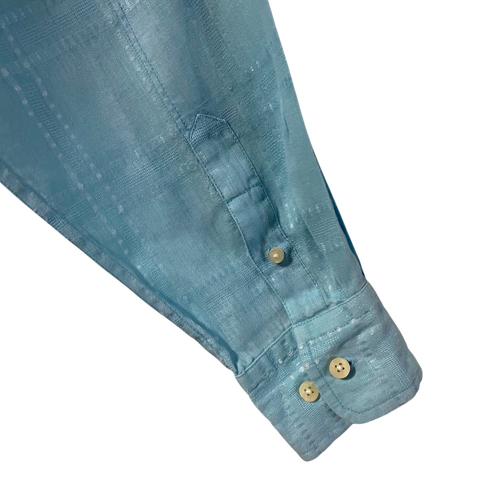 Tommy Bahama Mens Blue 100% Linen Long Sleeve Plaid Button Down Shirt Size M - Picture 3 of 5